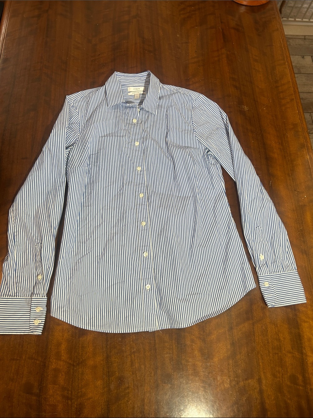 J. Crew Navy and White Narrow Stripe Dress Shirt
